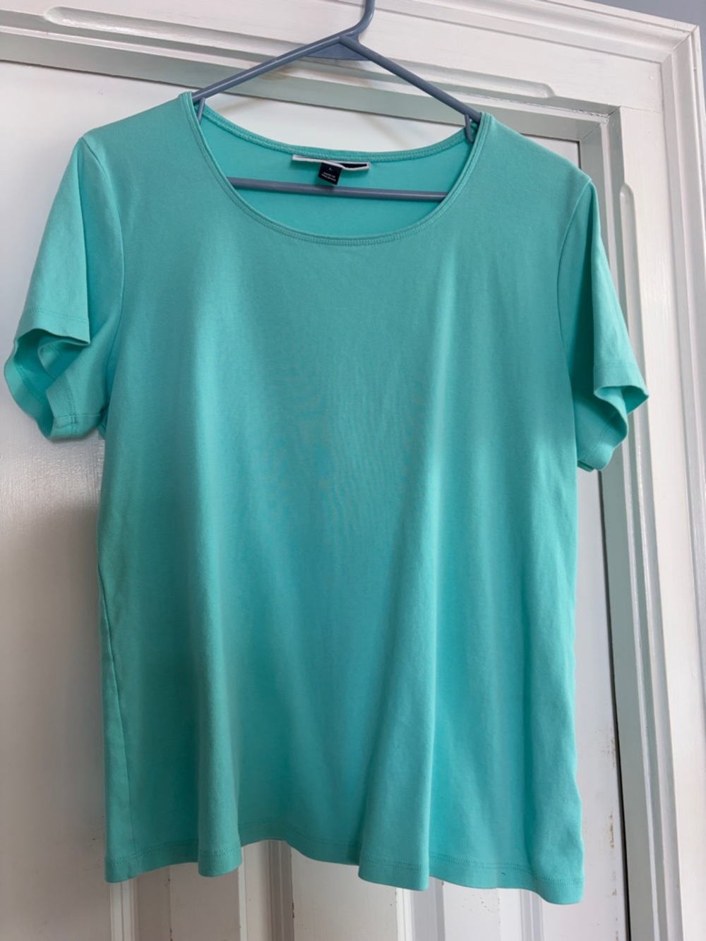 Karen Scott Aqua Scoop Neck Short Sleeve Tee